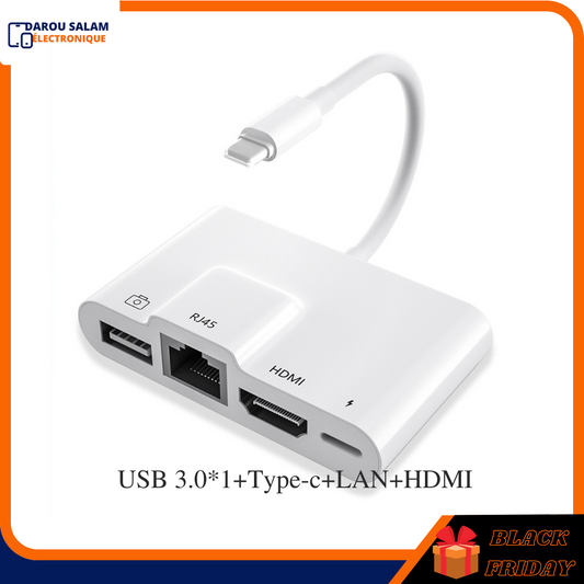Lightning adapter for iPhone to HDMI + RJ45