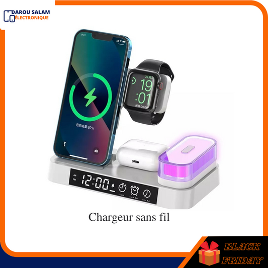 3 in 1 Wireless Charger with RGB Light and Alarm Clock